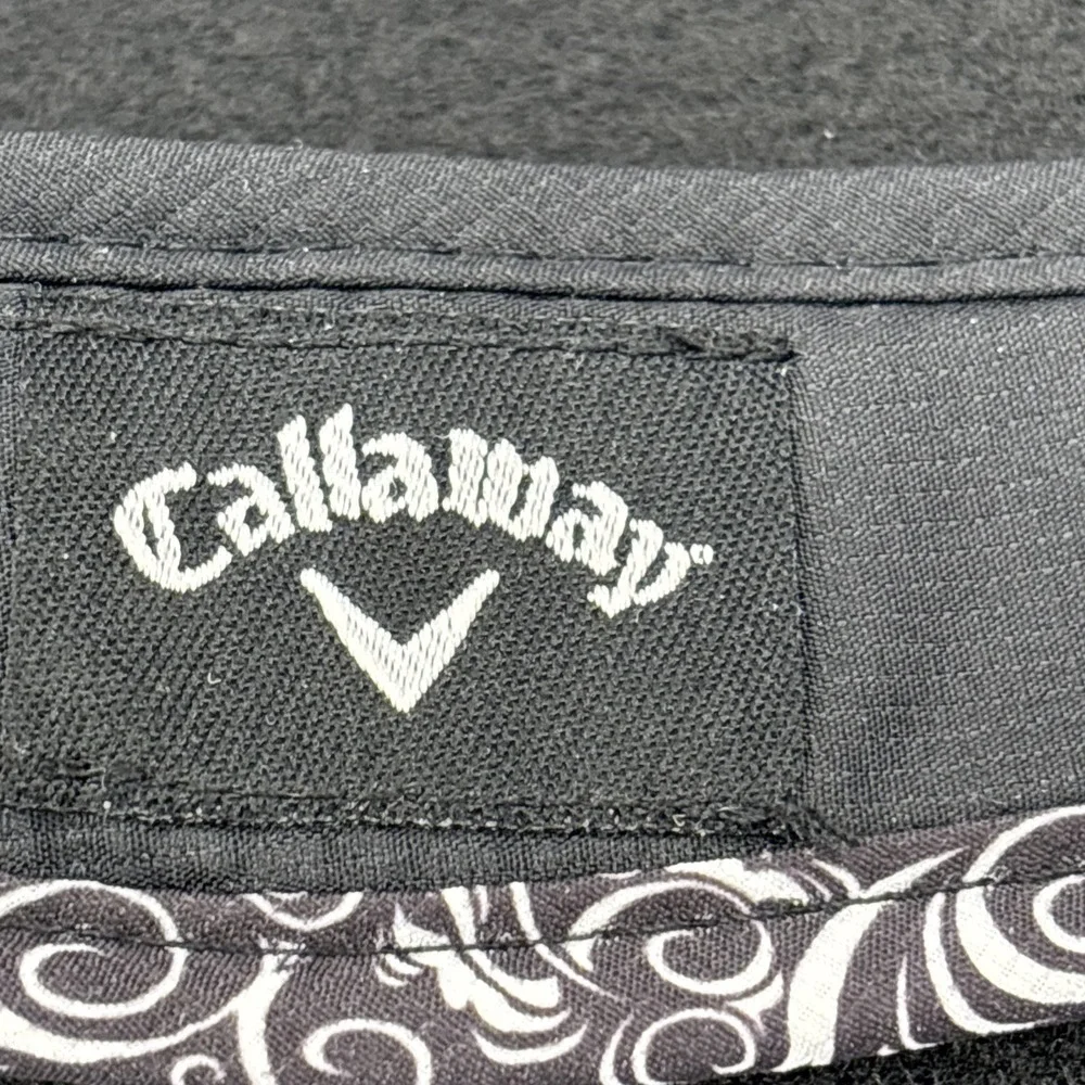 Callaway Ladies Golf Visor Black Adjustable Hook & Loop White Paisley Trim